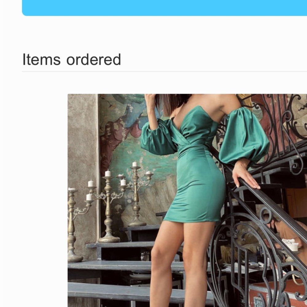 ELAGIA Puff sleeve (detachable) emerald green mini dress